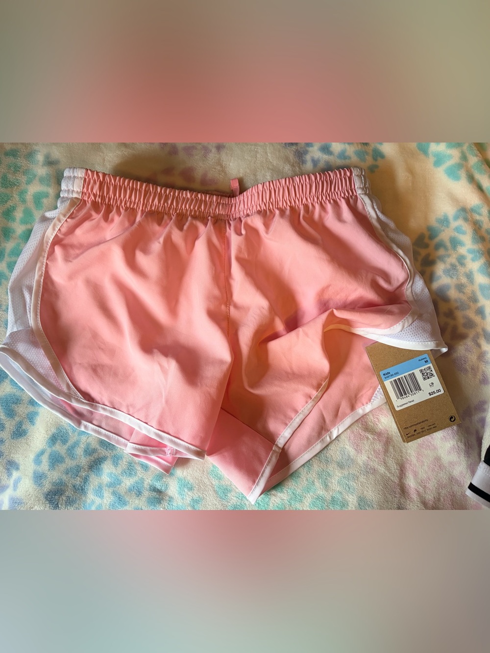 Nike Pink Girls' Athletic Shorts with White Trim